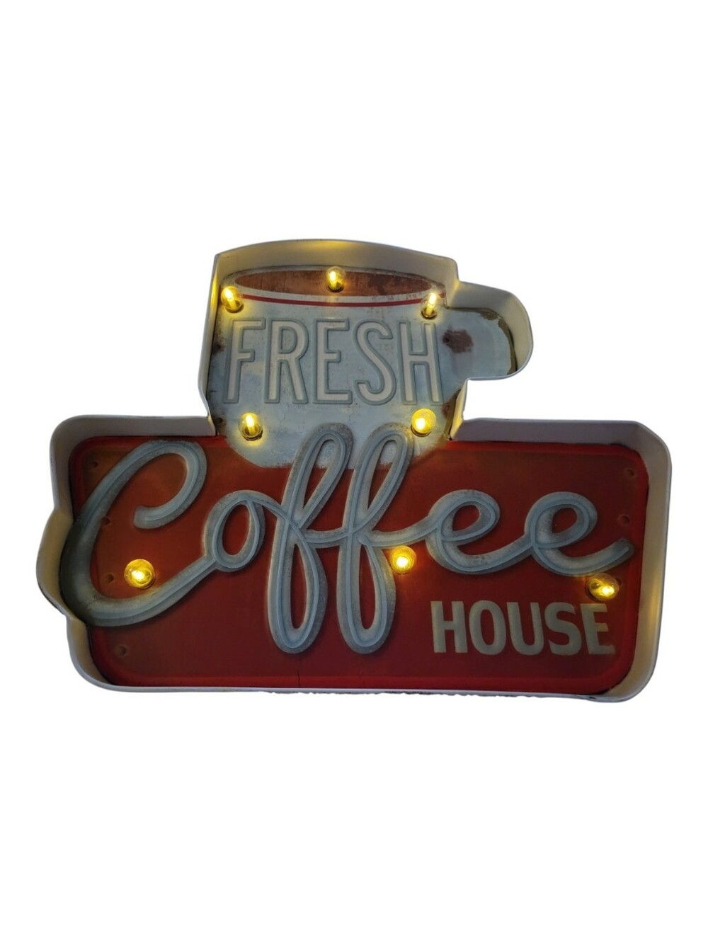 CozyCafe Coffee Shop Embossed Metal Sign with LED Lights, Vintage Decor for Cafe - Picture 6 of 9